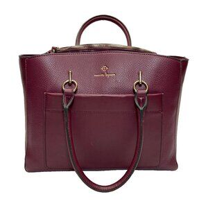 Nanette Lepore Plum Berry Saffiano Leather Large Tote Handle Shoulder Bag Purse